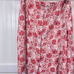 Halogen Skirt Pink Coquette Cottagecore Bella Floral Button 1X Boho Office Work